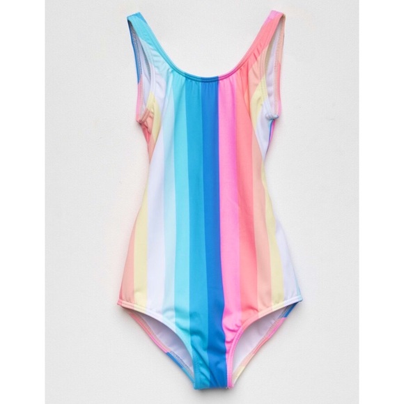 Billabong Girls’ One Piece Multi-Colored Striped Swimsuit - Picture 2 of 6